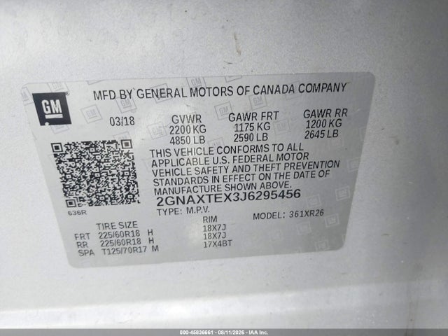 Chevrolet EQUINOX LT 2018 2GNAXTEX3J6295456 Image 9