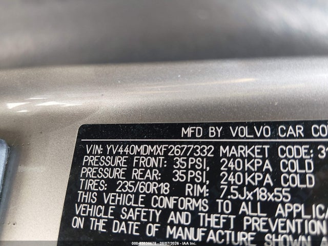 Продаж на аукціоні авто 2015 Volvo Xc60 T5 Platinum, vin: YV440MDMXF2677332, номер лоту: 45836678