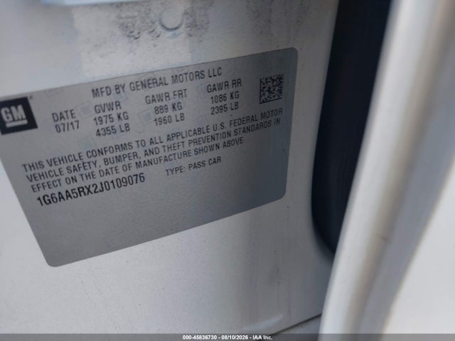 Aukcja sprzedaży 2018 Cadillac Ats Standard, vin: 1G6AA5RX2J0109076, numer aukcji: 45836730