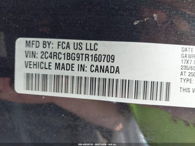 Aukcja sprzedaży 2026 Chrysler Pacifica Select, vin: 2C4RC1BG9TR160709, numer aukcji: 45836743