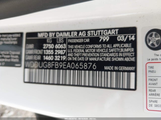 45836762 :رقم المزاد ، WDDUG8FB9EA065876 vin ، 2014 Mercedes-benz S 550 4matic مزاد بيع