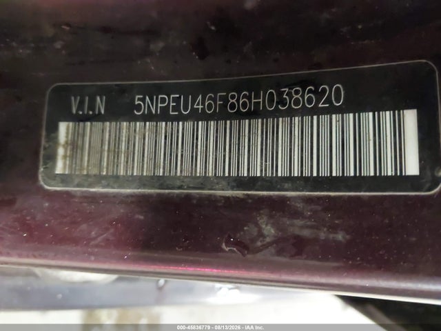 2006 Hyundai Sonata Gls V6/lx V6 მანქანა იყიდება აუქციონზე, vin: 5NPEU46F86H038620, აუქციონის ნომერი: 45836779