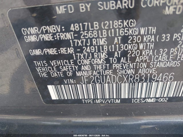 45836790 :رقم المزاد ، JF2GUADCXR8319466 vin ، 2024 Subaru Crosstrek Premium مزاد بيع