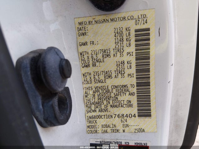 Продаж на аукціоні авто 2014 Nissan Frontier S/sv-i4, vin: 1N6BD0CT1EN768404, номер лоту: 45836808