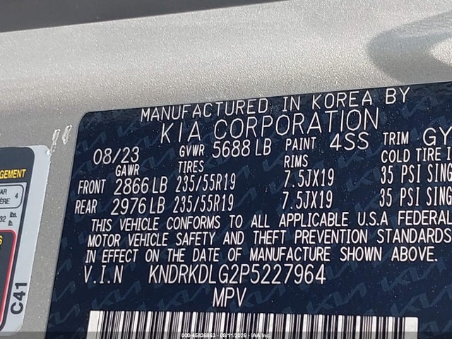 2023 Kia Sorento Hybrid Sx Prestige მანქანა იყიდება აუქციონზე, vin: KNDRKDLG2P5227964, აუქციონის ნომერი: 45836863
