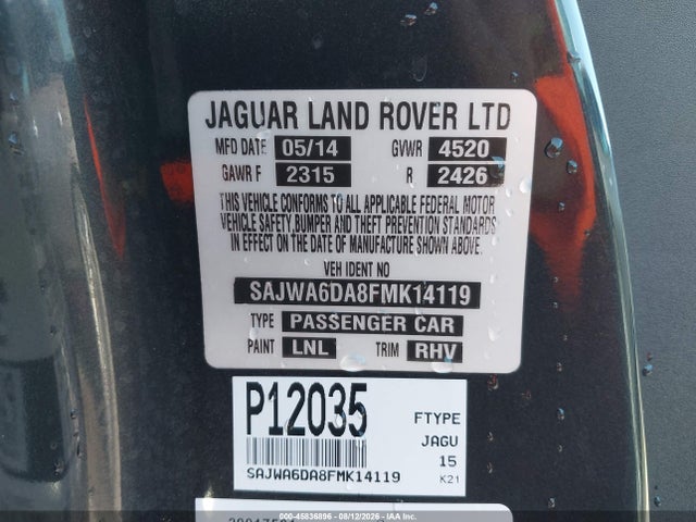 Jaguar F-TYPE R 2015 SAJWA6DA8FMK14119 Image 9
