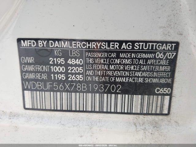 Продажа на аукционе авто 2008 Mercedes-benz E 350, vin: WDBUF56X78B193702, номер лота: 45836922
