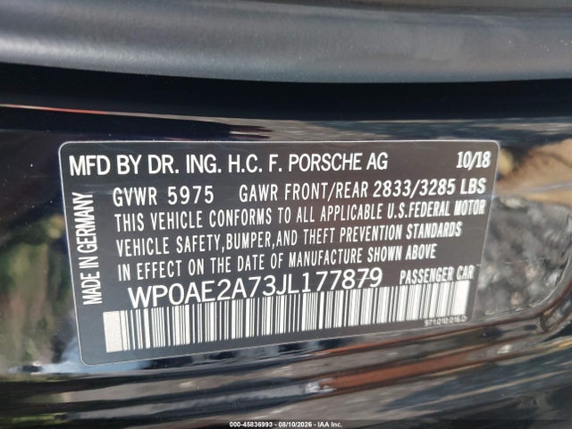 Aukcja sprzedaży 2018 Porsche Panamera E-hybrid 4, vin: WP0AE2A73JL177879, numer aukcji: 45836993