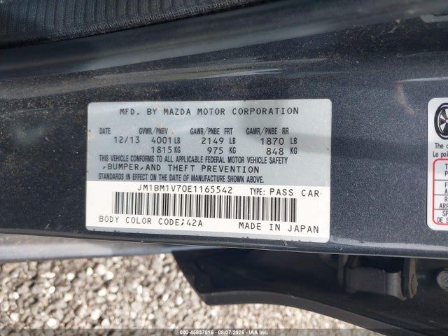 Aukcja sprzedaży 2014 Mazda Mazda3 I Touring, vin: JM1BM1V70E1165542, numer aukcji: 45837016