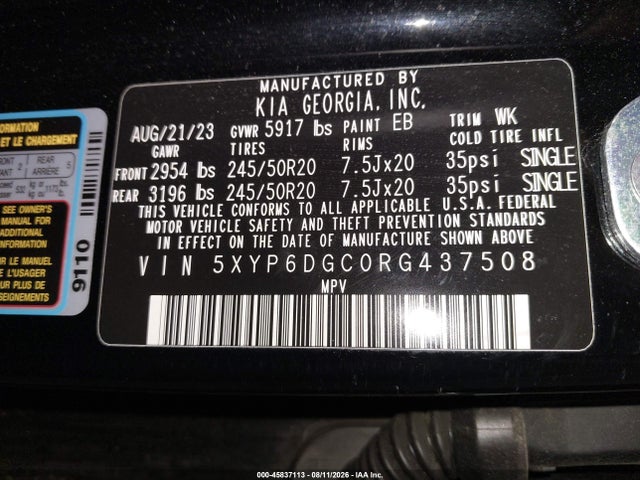 Продаж на аукціоні авто 2024 Kia Telluride S, vin: 5XYP6DGC0RG437508, номер лоту: 45837113