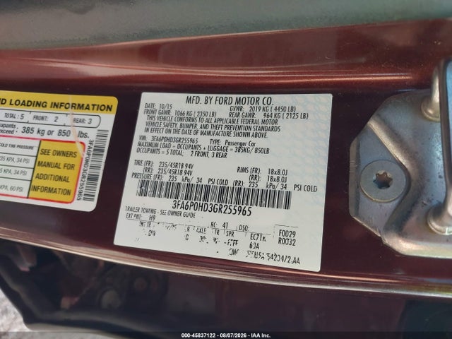 3FA6P0HD3GR255965 Ford FUSION SE