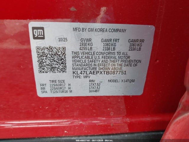 Продажа на аукционе авто 2026 Buick Envista Preferred Fwd, vin: KL47LAEPXTB087751, номер лота: 45837161