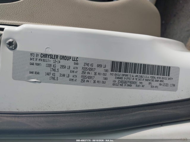 Продаж на аукціоні авто 2015 Dodge Grand Caravan Se, vin: 2C4RDGBG7FR650201, номер лоту: 45837178