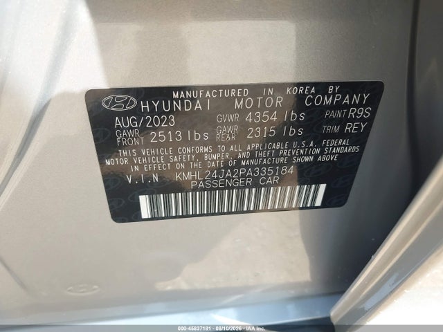 Продажа на аукционе авто 2023 Hyundai Sonata Se, vin: KMHL24JA2PA335184, номер лота: 45837181