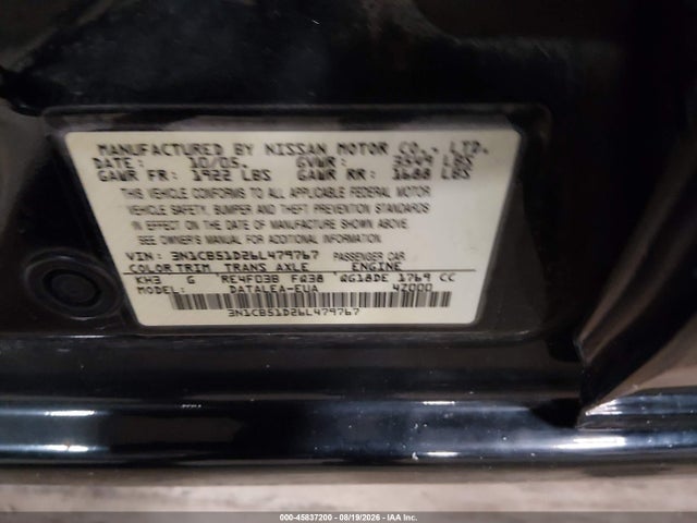 Продаж на аукціоні авто 2006 Nissan Sentra 1.8s, vin: 3N1CB51D26L479767, номер лоту: 45837200