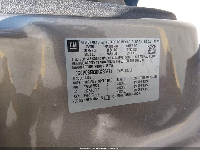 45837214 :رقم المزاد ، 3GCPCSE03DG285272 vin ، 2013 Chevrolet Silverado C1500 Lt مزاد بيع