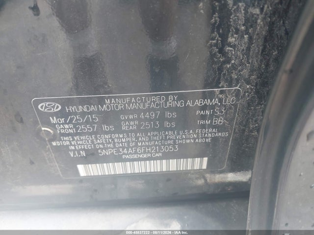 5NPE34AF6FH213053 Hyundai Sonata Sport