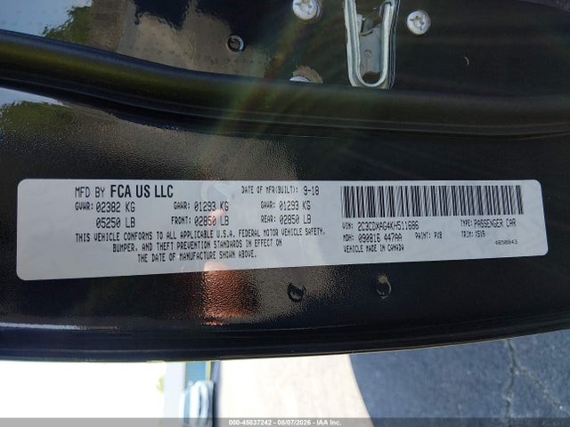 Продажа на аукционе авто 2019 Dodge Charger Police Rwd, vin: 2C3CDXAG4KH511686, номер лота: 45837242