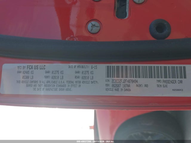 Продажа на аукционе авто 2015 Dodge Challenger R/t Scat Pack Shaker, vin: 2C3CDZFJ2FH878494, номер лота: 45837256