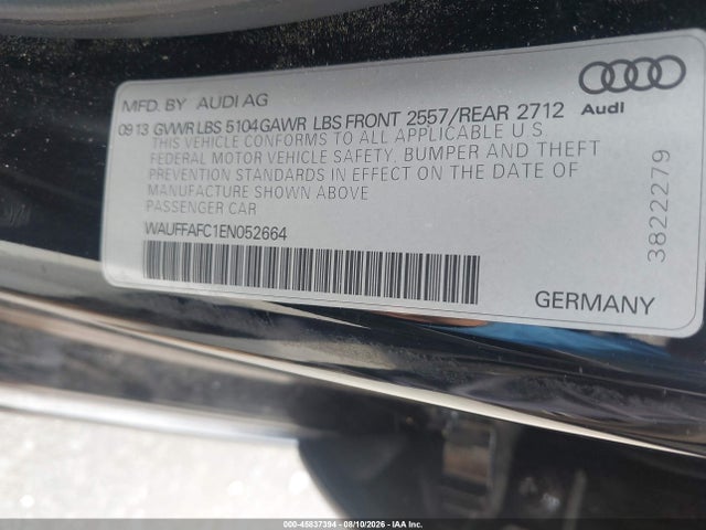 45837394 :رقم المزاد ، WAUFFAFC1EN052664 vin ، 2014 Audi A6 2.0t Premium مزاد بيع