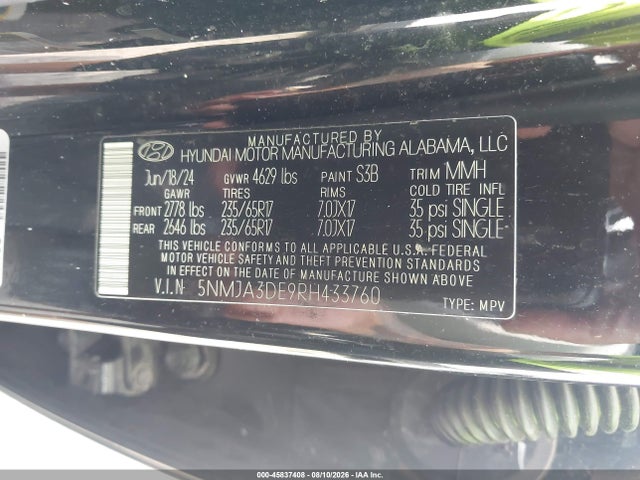Продаж на аукціоні авто 2024 Hyundai Tucson Se, vin: 5NMJA3DE9RH433760, номер лоту: 45837408
