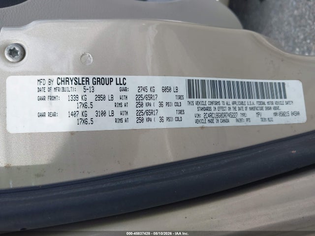 45837428 :رقم المزاد ، 2C4RC1BG0DR745227 vin ، 2013 Chrysler Town & Country Touring مزاد بيع