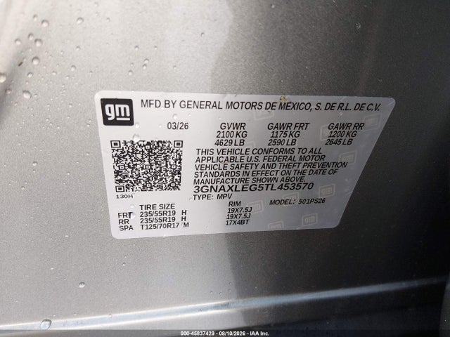 3GNAXLEG5TL453570 Chevrolet Equinox Fwd Rs