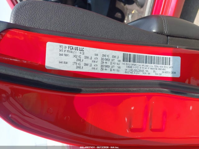 Продажа на аукционе авто 2018 Dodge Durango Gt Awd, vin: 1C4RDJDG8JC395425, номер лота: 45837431