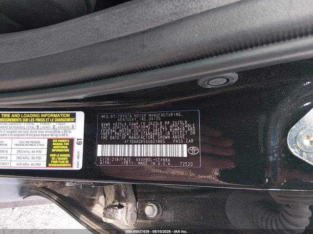Aukcja sprzedaży 2025 Toyota Camry Le, vin: 4T1DAACK5SU601865, numer aukcji: 45837439