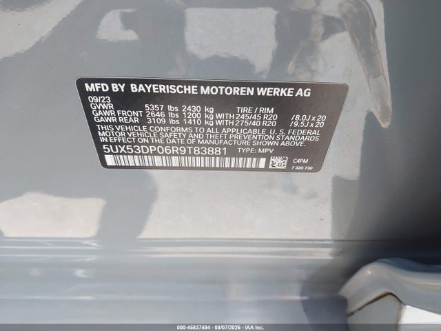 Продажа на аукционе авто 2024 Bmw X3 Xdrive30i, vin: 5UX53DP06R9T83881, номер лота: 45837494