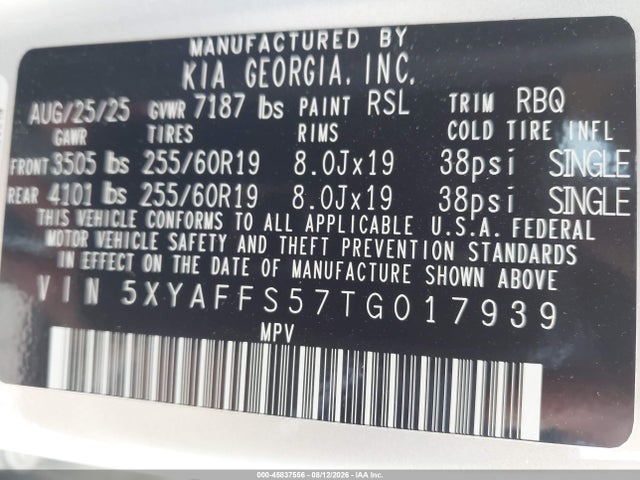 KIA Ev9 Wind 2026 5XYAFFS57TG017939 Image 9
