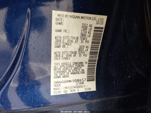 Nissan Titan Pro-4x 4x4 2021 1N6AA1ED4MN508657 Image 9