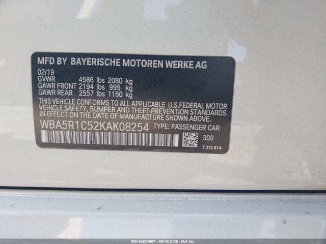 Продаж на аукціоні авто 2019 Bmw 330i, vin: WBA5R1C52KAK08254, номер лоту: 45837667