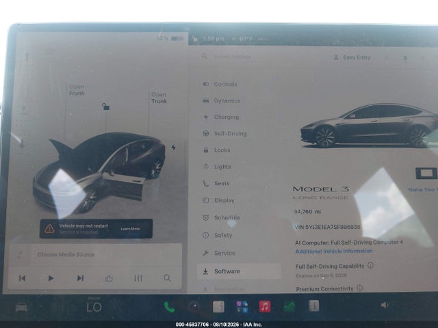 2025 Tesla Model 3 Long Range Rear-wheel Drive/standard Rear-wheel Drive მანქანა იყიდება აუქციონზე, vin: 5YJ3E1EA7SF996939, აუქციონის ნომერი: 45837706