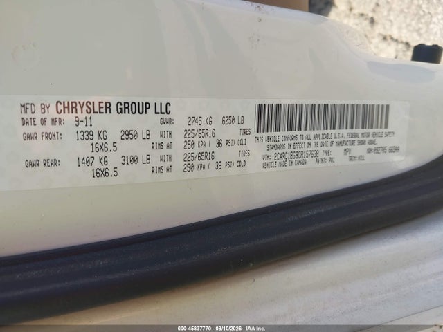 45837770 :رقم المزاد ، 2C4RC1BG8CR157638 vin ، 2012 Chrysler Town & Country Touring مزاد بيع