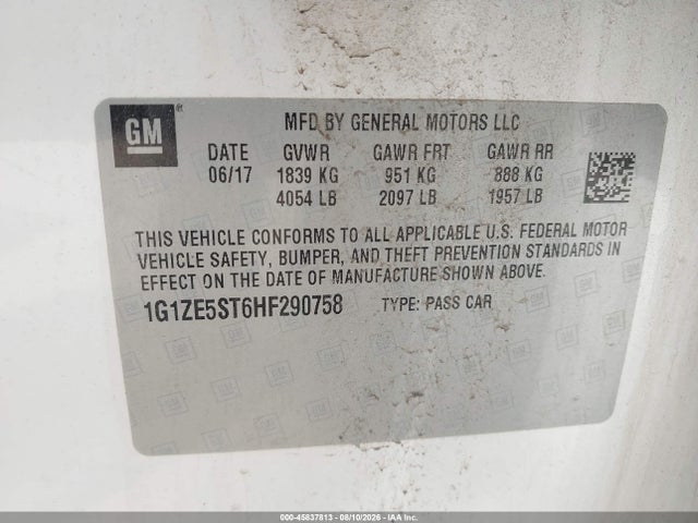 Aukcja sprzedaży 2017 Chevrolet Malibu 1lt, vin: 1G1ZE5ST6HF290758, numer aukcji: 45837813
