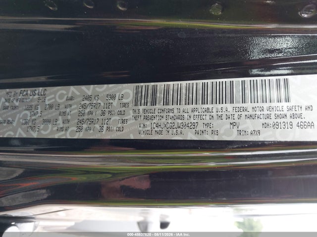 45837820 :رقم المزاد ، 1C4HJXDG2JW304297 vin ، 2018 Jeep Wrangler Unlimited Sport S 4x4 مزاد بيع