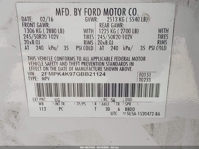 Ford Edge Titanium 2016 2FMPK4K97GBB21124 Image 9