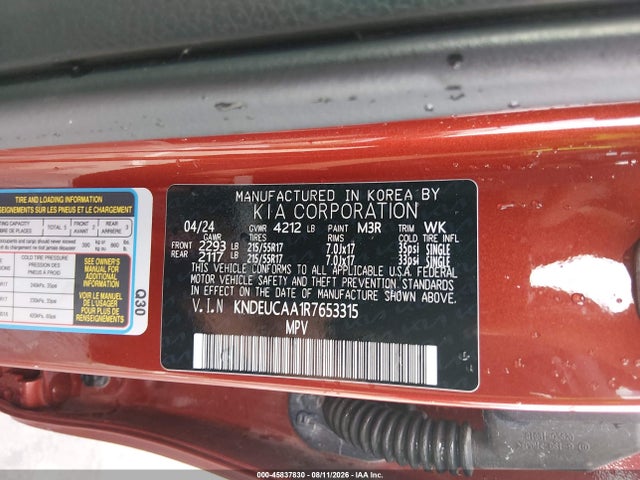 Aukcja sprzedaży 2024 Kia Seltos S, vin: KNDEUCAA1R7653315, numer aukcji: 45837830