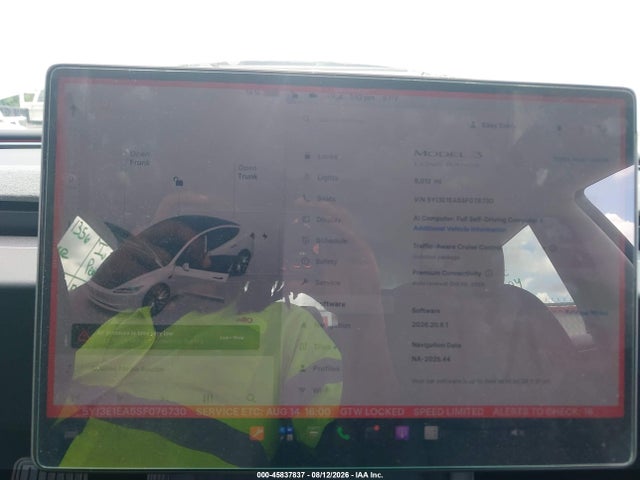 2025 Tesla Model 3 Long Range Rear-wheel Drive/standard Rear-wheel Drive მანქანა იყიდება აუქციონზე, vin: 5YJ3E1EA5SF076730, აუქციონის ნომერი: 45837837