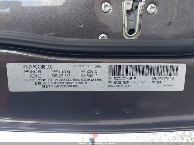 Продаж на аукціоні авто 2020 Dodge Charger Sxt Awd, vin: 2C3CDXJG7LH155476, номер лоту: 45837838