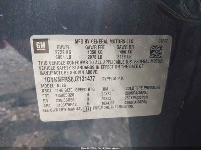 Продажа на аукционе авто 2018 Cadillac Xt5 Premium Luxury, vin: 1GYKNFRS6JZ121477, номер лота: 45837858