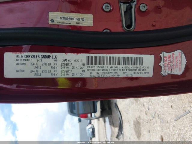 Продажа на аукционе авто 2014 Jeep Compass Sport, vin: 1C4NJDBB1ED569707, номер лота: 45837905