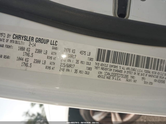 45837913 :رقم المزاد ، 1C4NJDEB7ED731285 vin ، 2014 Jeep Compass Latitude مزاد بيع
