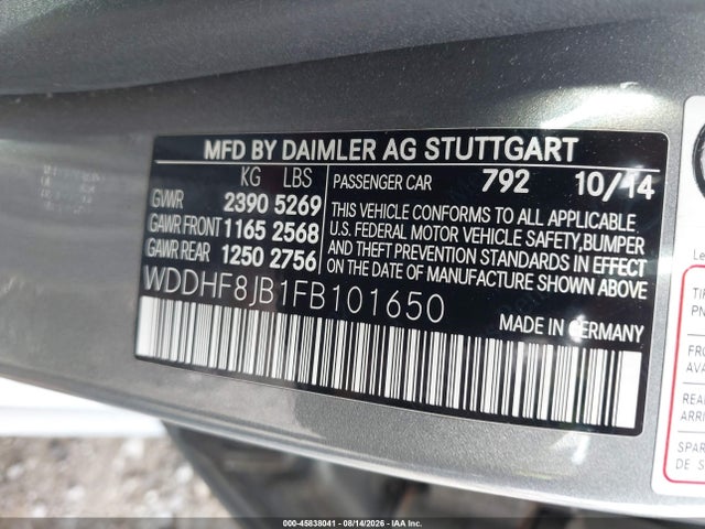 45838041 :رقم المزاد ، WDDHF8JB1FB101650 vin ، 2015 Mercedes-benz E 350 4matic مزاد بيع