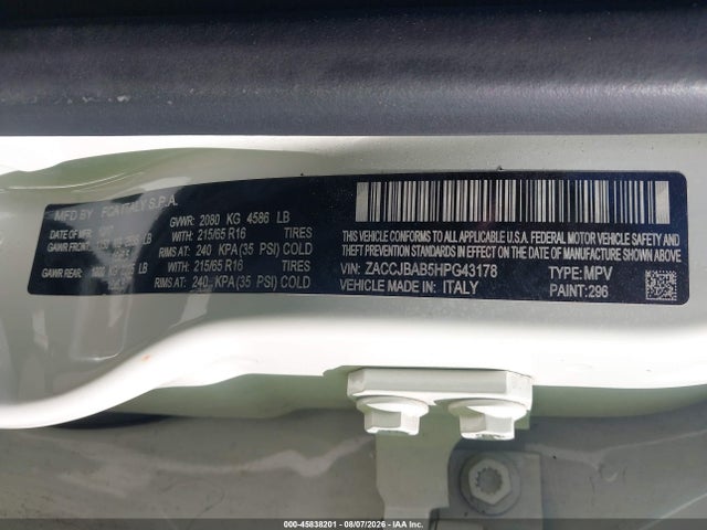 Aukcja sprzedaży 2017 Jeep Renegade Sport, vin: ZACCJBAB5HPG43178, numer aukcji: 45838201