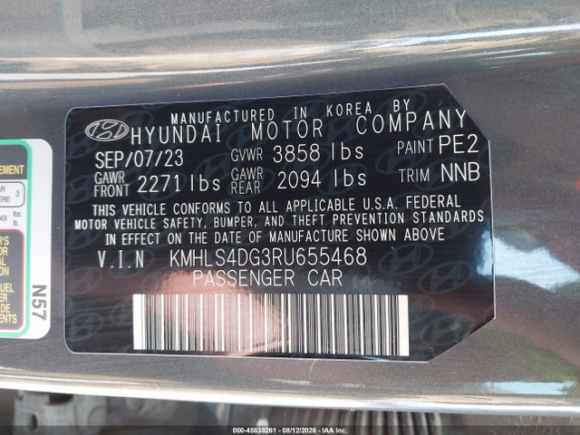 2024 Hyundai Elantra Sel მანქანა იყიდება აუქციონზე, vin: KMHLS4DG3RU655468, აუქციონის ნომერი: 45838261