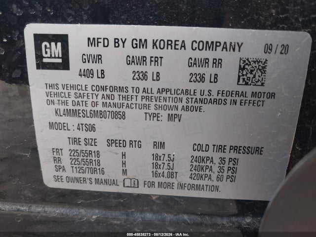 Продажа на аукционе авто 2021 Buick Encore Gx Awd Select, vin: KL4MMESL6MB070858, номер лота: 45838273