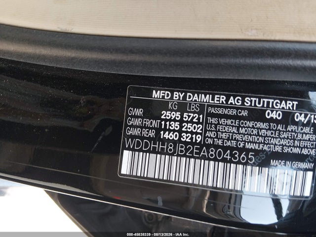 45838339 :رقم المزاد ، WDDHH8JB2EA804365 vin ، 2014 Mercedes-benz E 350 4matic مزاد بيع