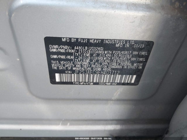 Продаж на аукціоні авто 2014 Subaru Forester 2.5i Premium, vin: JF2SJAEC9EH403712, номер лоту: 45838385